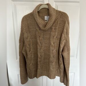 JOA Just One Answer Cowl Neck Cable Knit Sweater
